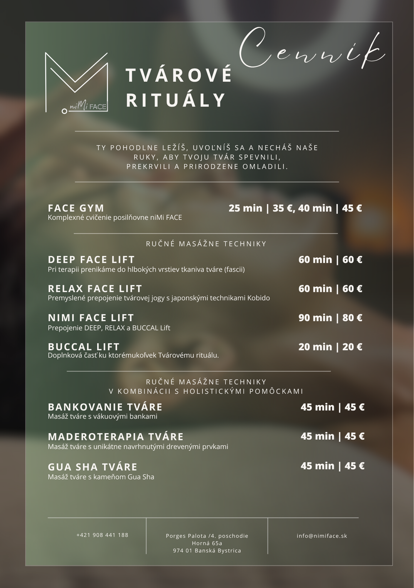 cenník Tvárový rituál